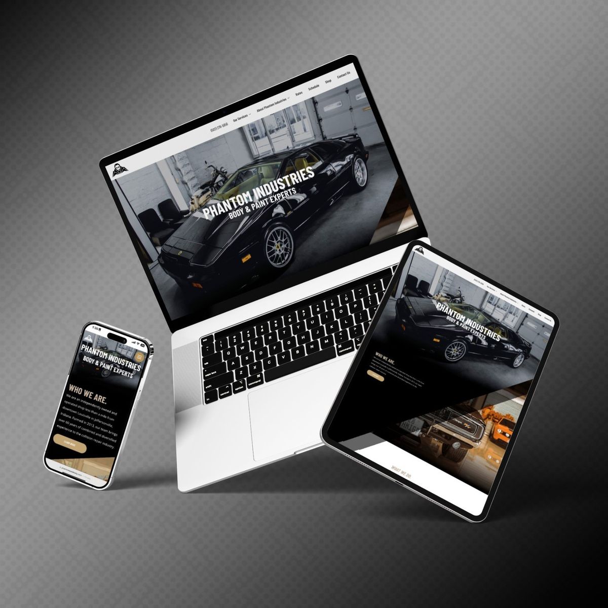 Website on laptop